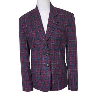 VTG Pendleton Womens Wool Tartan Plaid Blazer Size 6 Multicolor